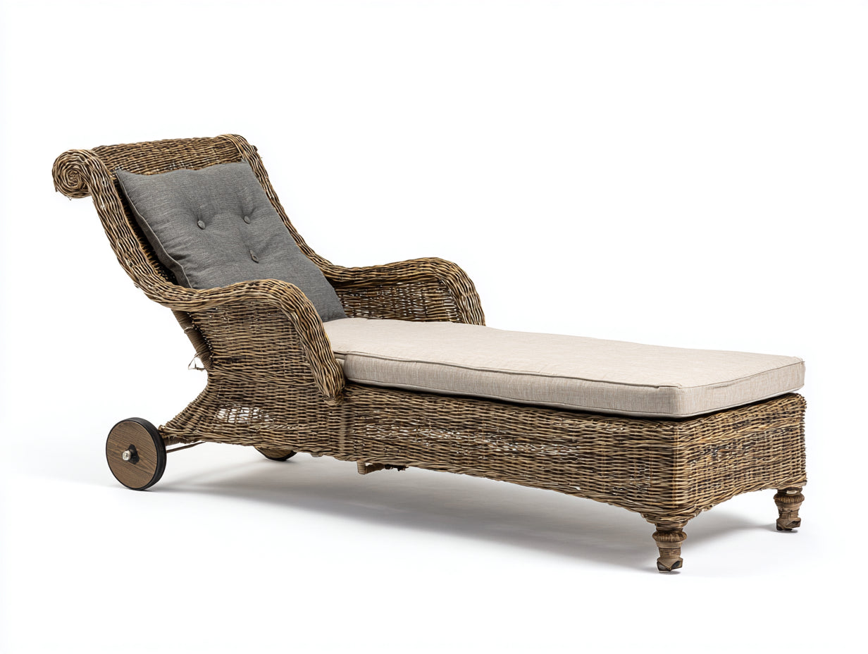 Sonnenliege 210 x 75 x 85 cm - Gartenliege aus Polyrattan mit verstellbarer Rückenlehne - Braun Beige Outdoor Liege mit Rollen für Terrasse und Garten