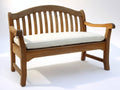 Gartenbank 150 x 60 x 90 cm - Holz Sitzbank mit weißem Sitzkissen - Klassische Gartenbank für Außenbereich