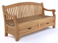 Gartenbank 180 x 65 x 95 cm - Holz Sitzbank mit zwei Schubladen - Gartenbank in Naturfarbe mit Stauraum