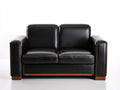 Gerades Sofa 180 x 85 x 80 cm - Schwarzes Kunstledersofa - Modernes 2 Sitzer Sofa mit gepolsterter Sitzfläche