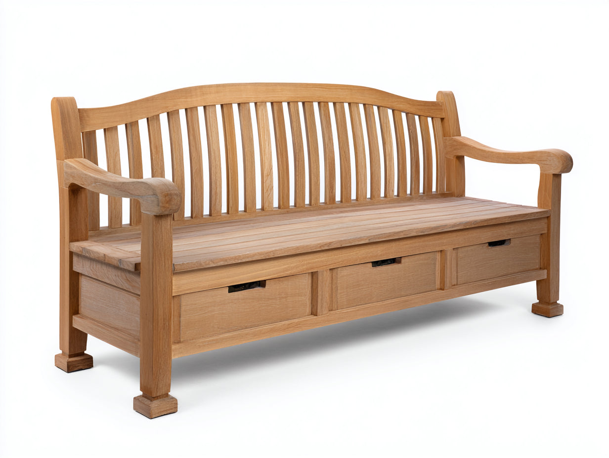 Gartenbank Massivholz 180x65x95 cm - Naturholzfarben - Klassisches Design
