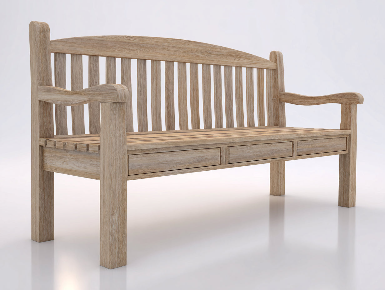 Gartenbank Massivholz mit Armlehnen 170x65x95 cm - Naturholzfarbe - Klassisches Design