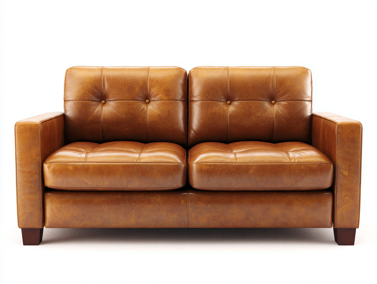 Gerades Sofa Echtleder 220x90x80 cm - Cognacbraun - Klassisches Design