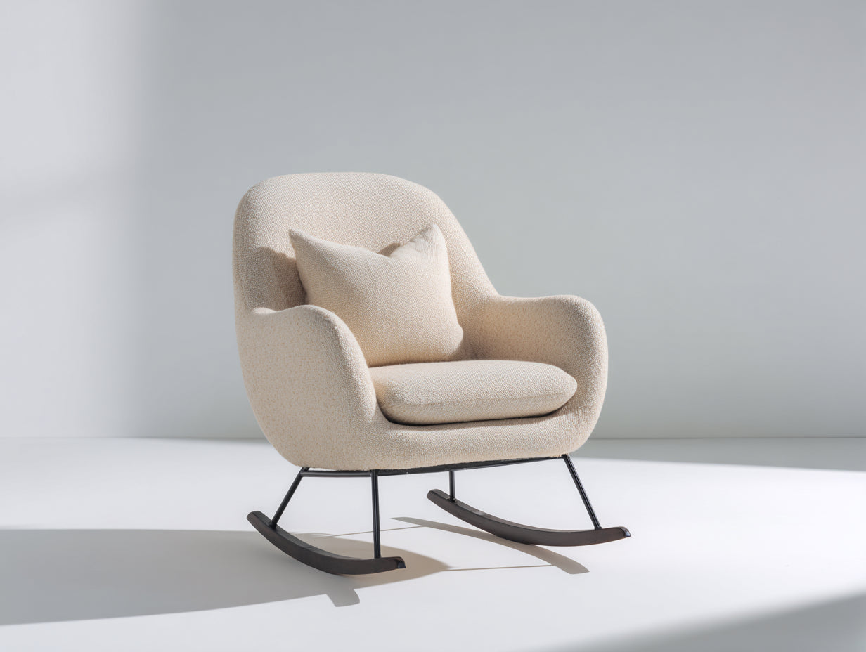 Schaukelstuhl Bouclé Stoff 78x90x100 cm - Beige - Modernes Design und Komfort