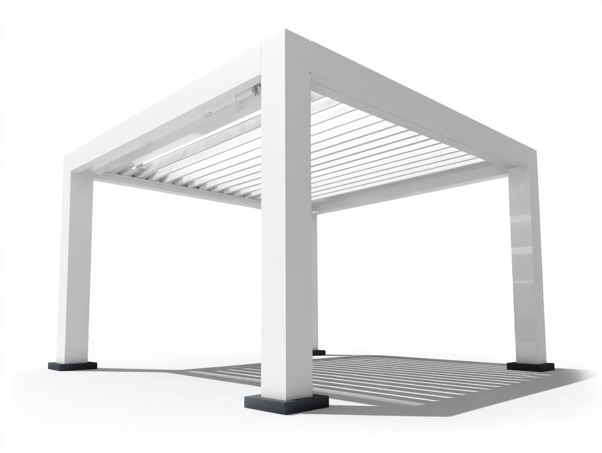 Pavillon Aluminium mit Lamellendach 300x300x250 cm - Weiß - Modernes Design