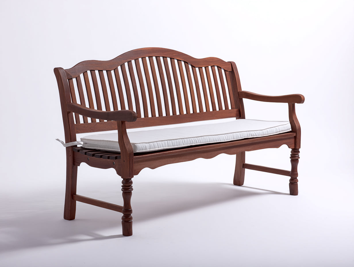 Gartenbank Massivholz mit Sitzpolster 160x65x95 cm - Braun - Klassisches Design