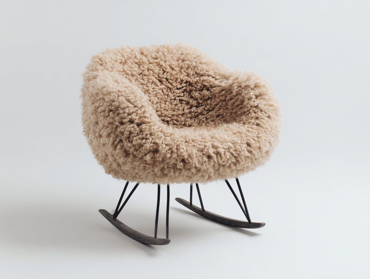 Schaukelstühle Lammfelloptik Stoffbezug 75x80x85 cm - Beige - Modernes Design