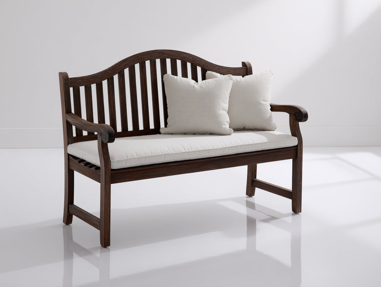 Gartenbank Massivholz mit Sitzpolster 155x65x95 cm - Dunkelbraun - Klassisches Design