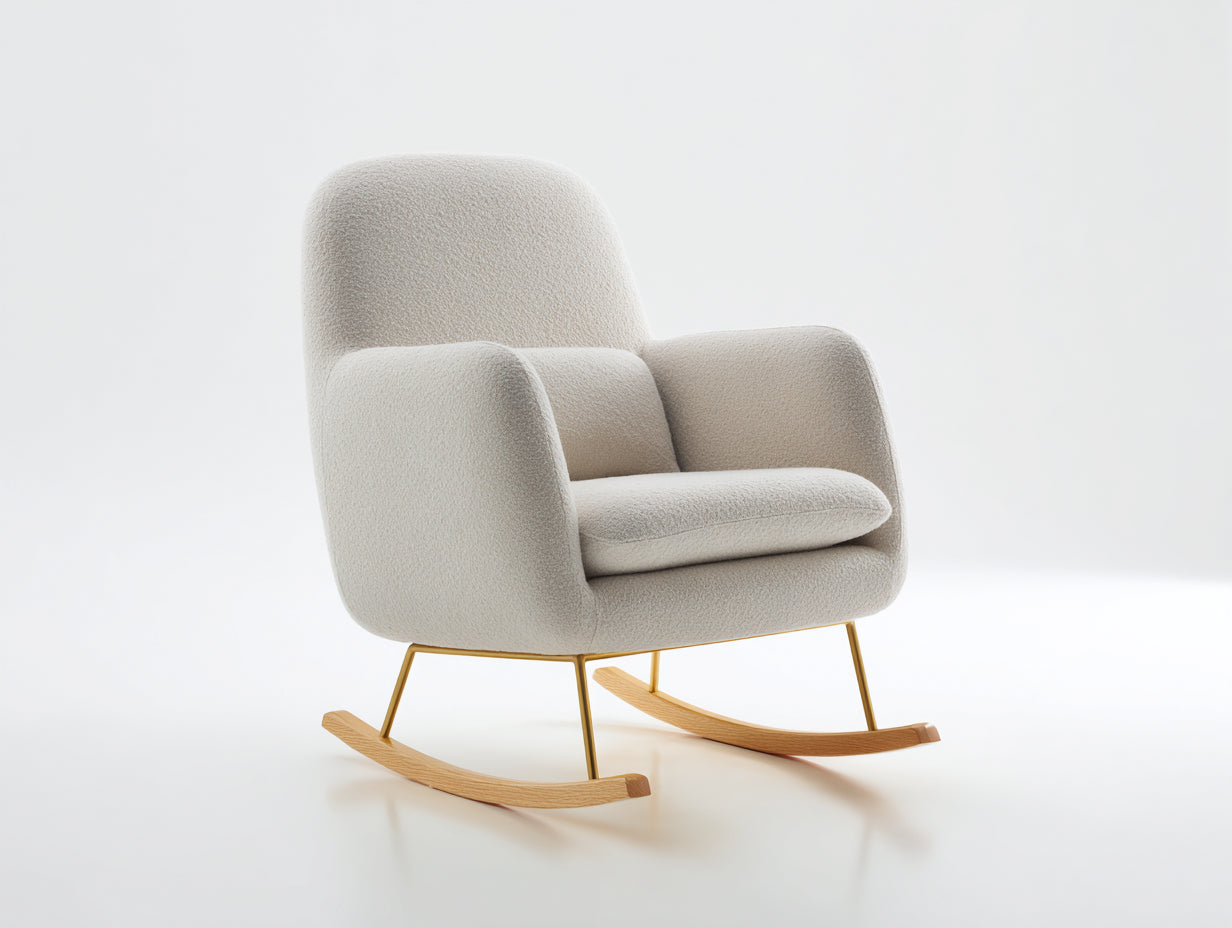 Schaukelstuhl Bouclé Stoff 82x88x96 cm - Hellgrau - Modernes Design und Komfort