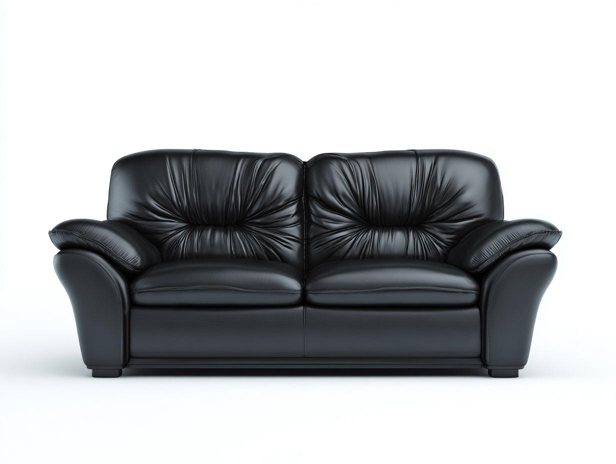 Gerades Sofa Kunstleder gepolstert 230x90x85 cm - Schwarz - Klassisches Design