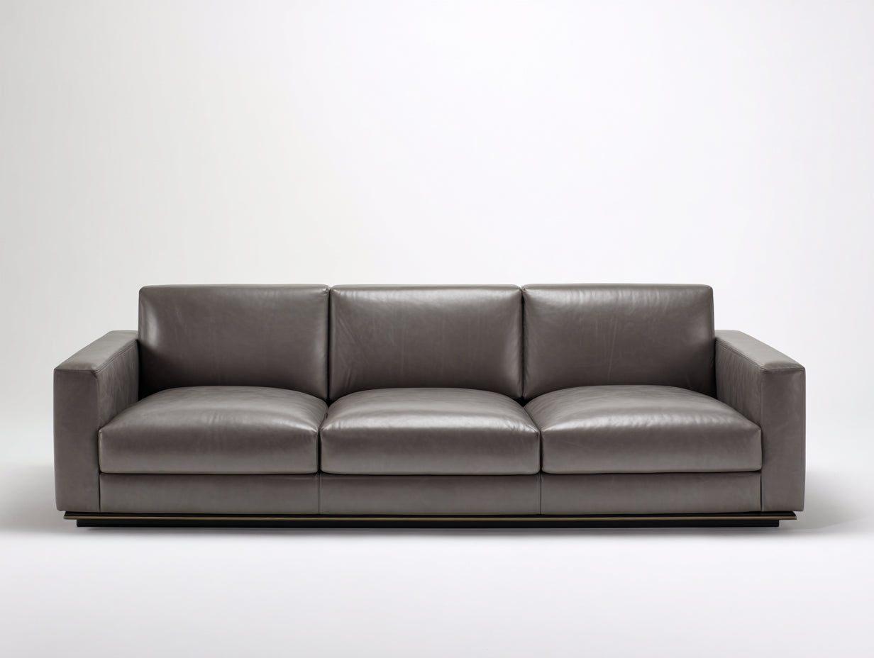Gerades Sofa 3-Sitzer Leder 280x95x85 cm - Grau - Modernes Design