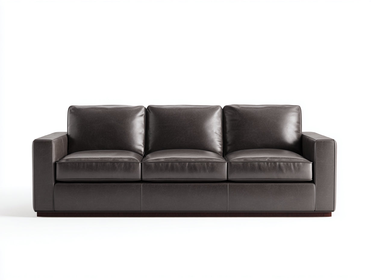Gerades Sofa Echtleder 260x95x78 cm - Dunkelgrau - Modernes Design